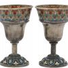 PAIR OF RUSSIAN SILVER ENAMEL SHOT CUP GOBLETS PIC-0